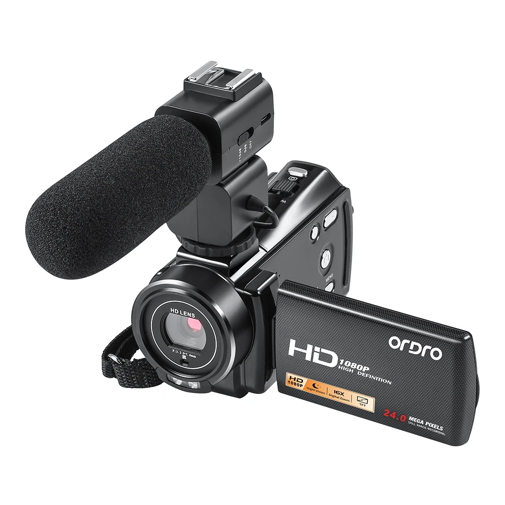 

Ordro HDV-V7 PLUS Digital Camera Video Camera Support Microphone 5MP CMOS Senor Anti-shake Infrared night vision Function 24MP