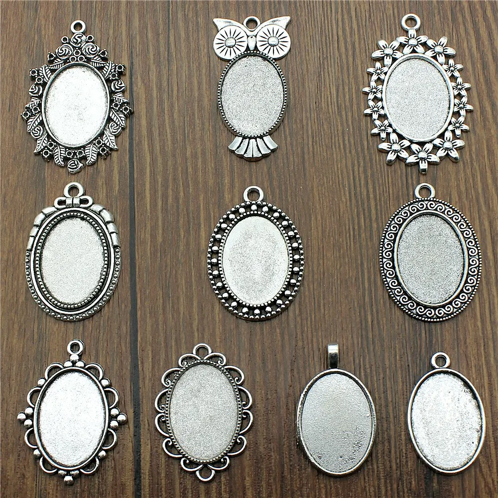 

Fit 18x25mm Oval Cabochon Antique Silver Cabochon Base Setting Collection Pendant Charms Jewelry Making