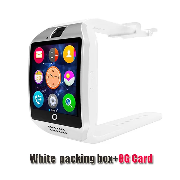LUOKA Bluetooth Смарт часы для мужчин Q18 с сенсорным экраном большая батарея поддержка TF sim-карты камера для Android телефон шагомер - Цвет: whtie 8G card
