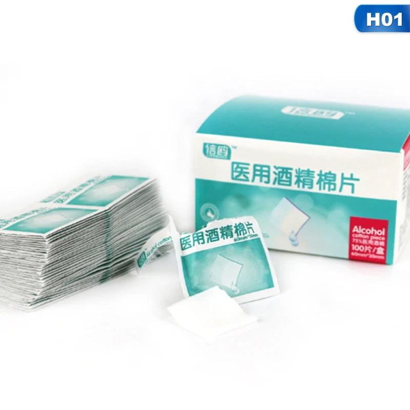

100pcs Disinfection Alcohol Prep Pad Sealed Sterile Medicated Pad For Home Travel Outdoor Camp First Aid Kits Accessories