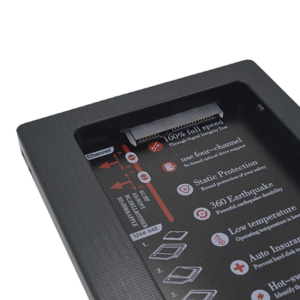 Универсальный Алюминий 2nd HDD Caddy 12 7 мм SATA 3 0 двойной светодиодный индикатор для 2 5