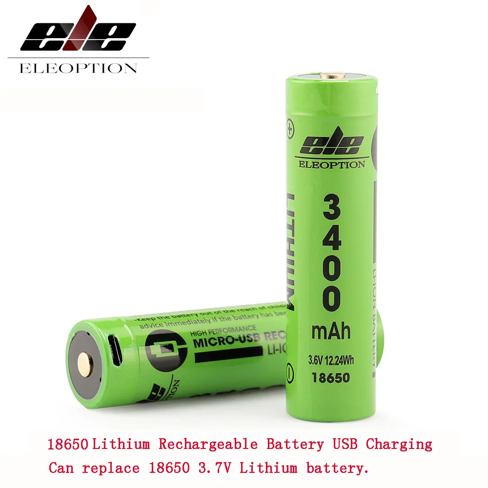 

USB 18650 3.6V 3400mah Li-ion USB Lithium Rechargeable Battery for flashlight ,Hand-held fan ,Instrumentation can replace 3.7V