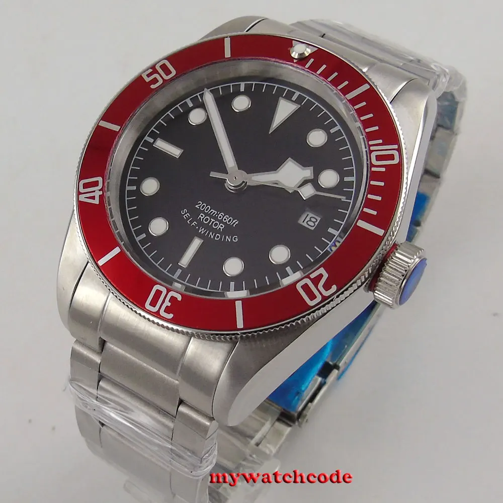 

Luxury Brand Men's Watch 41mm corgeut black sterile dial red bezel Sapphire glass 12 jewels miyota automatic mens Watch