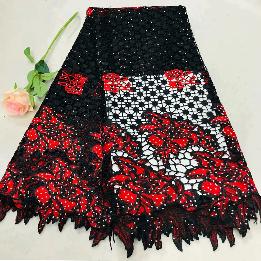 

2018 high quality African Guipure Lace /african cord lace/water soluble african lace fabric 5yards for wedding dresses