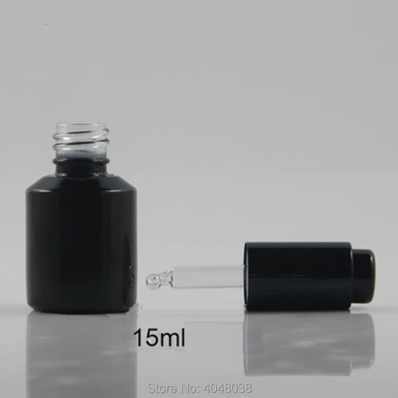 15ML Glass Dropper Bottle Essential Oil Refillable Bottles Amber Black Pink Green Vial with Black Silver Pusher Pump (4)