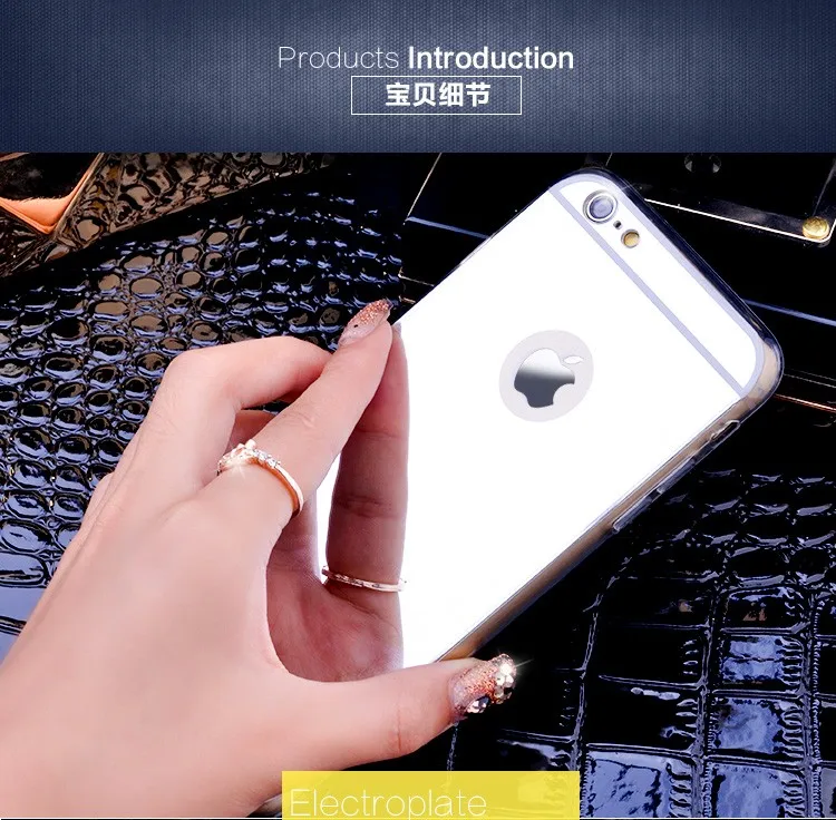 Ретро Роскошный прозрачный TPU рамки Bling зеркальная крышка для Iphone 6 6 S плюс цвета: золотистый, Серебристый Супер тонкий гибкий мягкий чехол для Iphone6S 5,5