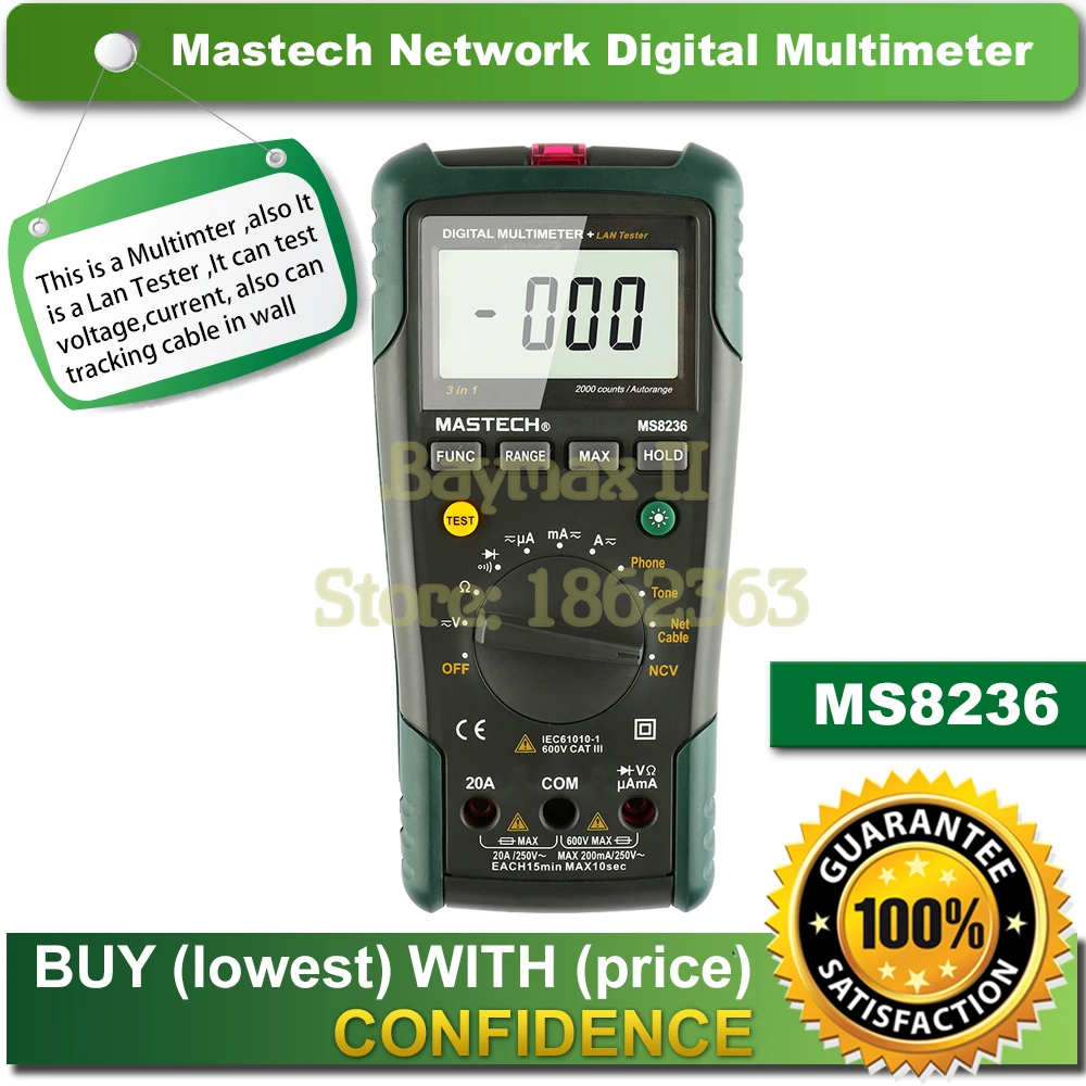 MASTECH MS8236 Auto-Ranging Digital Multimeter LAN Tone Phone Detector Cable Tracker Voltage Tester MASTECH MS8236 Auto-Ranging Digital Multimeter LAN Tone Phone Detector Cable Tracker Voltage Tester