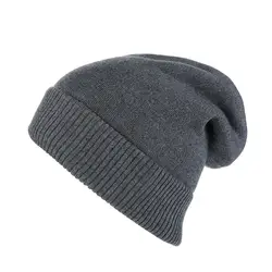 Вязаная шапка для мужчин и женщин из хлопка и шерсти смешанная двухслойная утолщенная однотонная уличная хладностойкая шапка Skullies Beanies