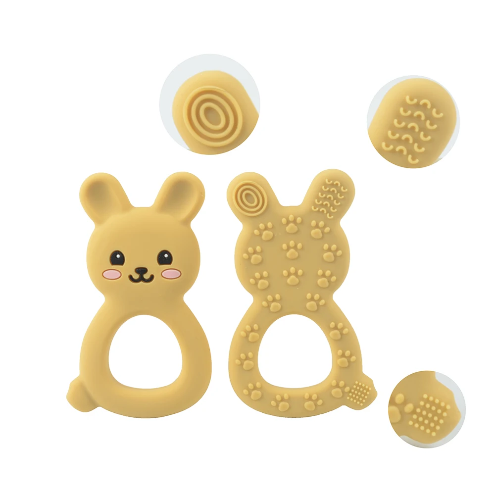 1PC Rabbite Silicone Teether Toys Necklace Accessories Infant Chew Toys Animal Silicone Beads Soft teether DIY Baby Teething 5