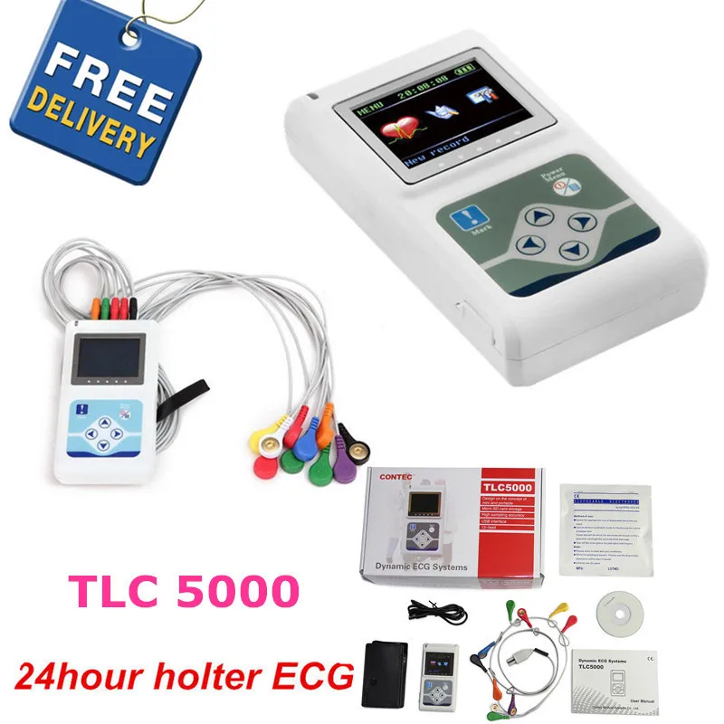 CONTEC от производителя 12 каналов 24 часа TLC5000 ручной ЭКГ/ЭКГ Holter система мониторинга CE FDA Сертифицированная