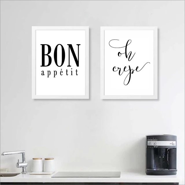 French Kitchen Art Oh Crepe Poster Prints Bon Appetit Print Wall Canvas Painting with Free