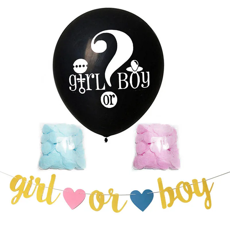 

36 Inch Black Round Confetti Latex Balloon Boy or Girl Gender Reveal Party Balloon Giant Balloon for Baby Shower Decoration