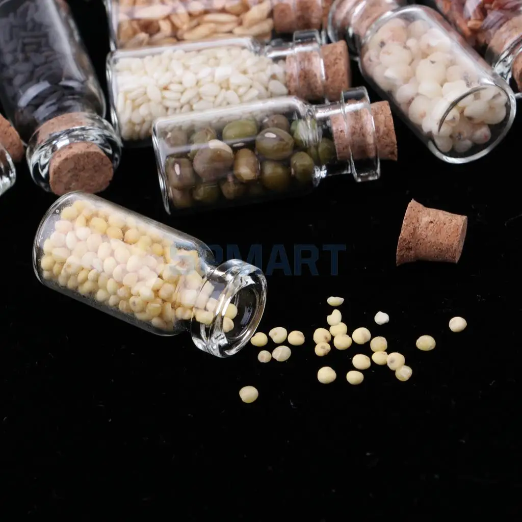 MagiDeal 9Pcs/Lot 1/12 Dollhouse Miniature Glass Jar With Dried Food Kitchen Accs for Dolls Home Office Party Decor Toys