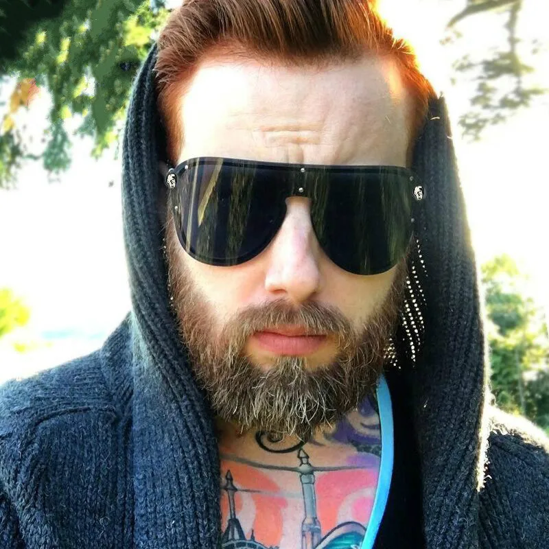 

shield sunglasses men Fashion Punk ladies sunglasses Women oversized One Piece Mirror sun glasses for male lentes de sol hombre