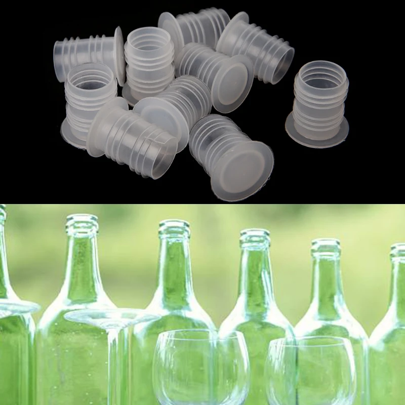 

VFGTERTE 10PCS/SET Red Wine Bottle Stopper Home Brew Wine Bottle Caps Stoppers Plastic Plug Kitchen Bar Tool Glass Saver Sealer