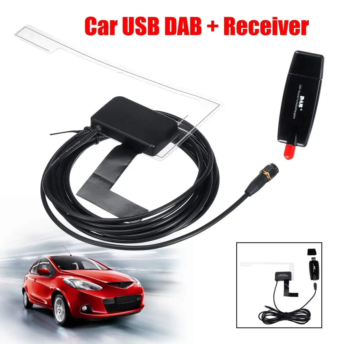 

Antenna interface SMA Car USB DAB Receiver Radios Support RDS DLS Channel List Strength Display