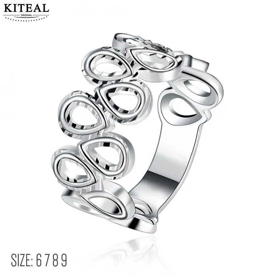 

KITEAL Hot Selling silver color 925 jewelry for women engagement ring hollow waterdrop/teardrop personality anel bijoux