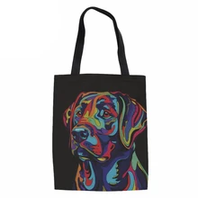 Женские холщовые ручные сумки через плечо женские Лабрадор любовник Печатный большой емкости хозяйственная сумка женские пляжные дорожные сумки