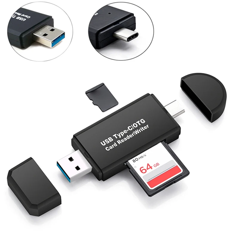 USB 2,0 2 в 1 USB кард-ридер флэш-накопитель высокоскоростной Универсальный OTG TF/SD карта для Android телефона компьютерная кардридер расширение - Цвет: USB2.0 card reader