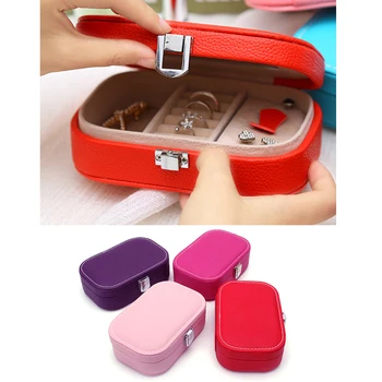 

Portable Square Jewelry Carrying Cases Organizer Travel Storage Box Leather Dressing Case Gift