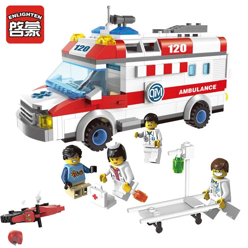 ENLIGHTEN City Series Ambulance Nurse Doctor First Aid Stretcher Bricks Minifigure Building Block Set Toys Compatible