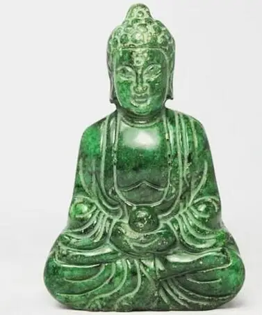 

CHINESE GREEN JADE STONE HANDWORK CARVED BUDDHA STATUE