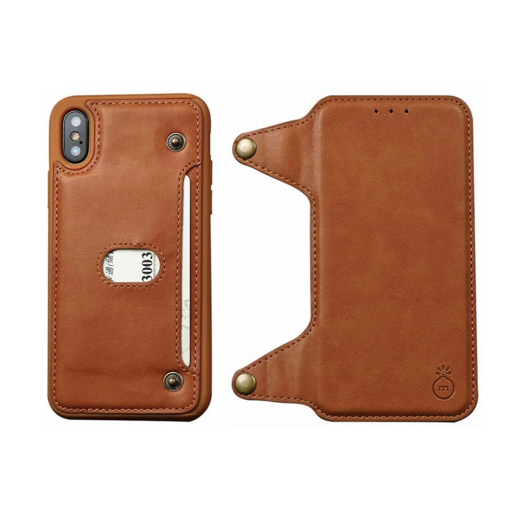 

Leather Case Cover For iphone 7 8 X 6 6s Case Flip Cover Luxury Wallet Magnetic For i7p i8p Handmade Button Mobile Phone Shell