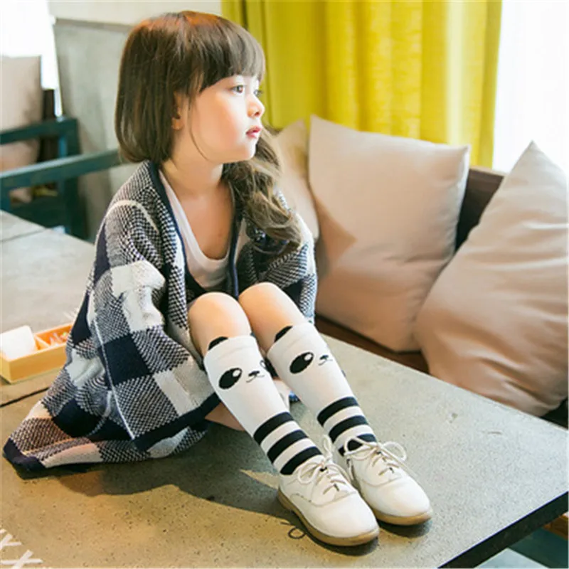 Cotton Baby Socks Animal Printed Knee High Kids Boy Girl Cute Socks Anti Slip Cartoon Cat Panda Leg Warmers