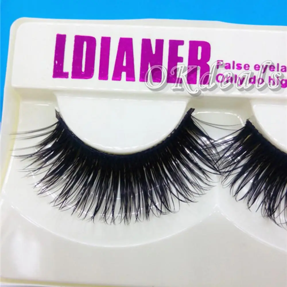 1 Pair Professional Black Natural Long Sparse Cross Eye Lashes Makeup