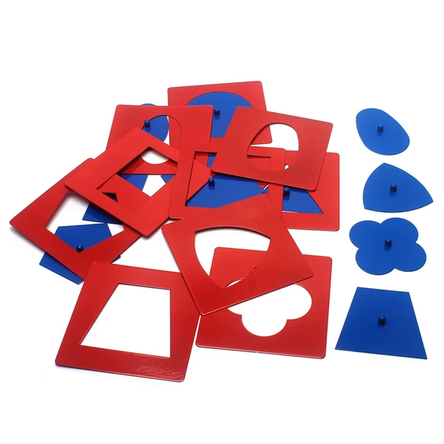 Baby Toys Montessori Materials Professional Quality Metal Insets Set/10 Early Childhood Education Preschool Geometrical Shapes 1