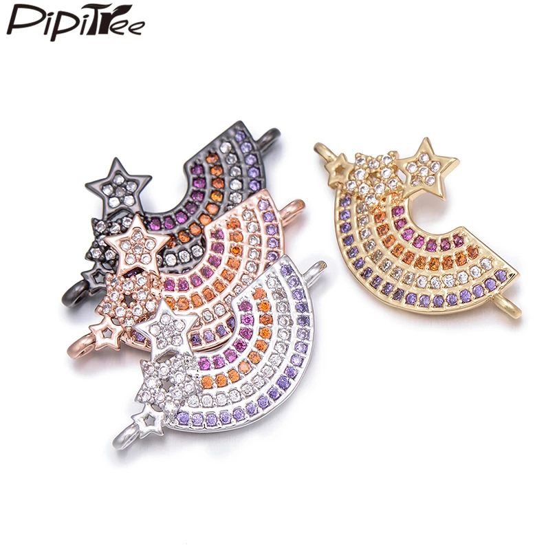 

Pipitree Copper White Gold Color Multi CZ Zircon Watermelon & Stars Charm for Bracelet DIY Jewelry Charms Making Connectors