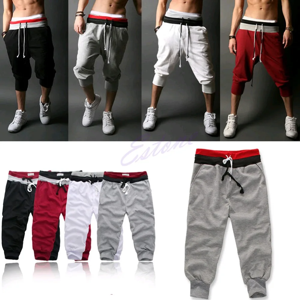 

Hot Sale Baggy Jogger men casual loose men's trousers low Spo rts Pants crotch Harenshorts 4colors S-XXL Cotton Blend
