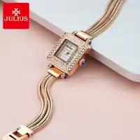 Small Full of Crystal Lady Women's Watch Japan Quartz Hours Fashion Snake Chain Tassels Bracelet Girl's Clock Gift Julius Box