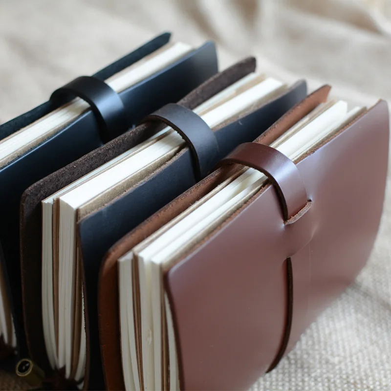 

13.7*10cm Notebook Genuine Leather Cover Nipple Tack Bullet Journal Planner Agenda for School Office Stationery Supplies