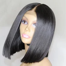 Eversilky короткий парик-Боб кружева фронта человеческих волос парики для черных женщин перуанские прямые волосы предварительно сорванные Детские волосы