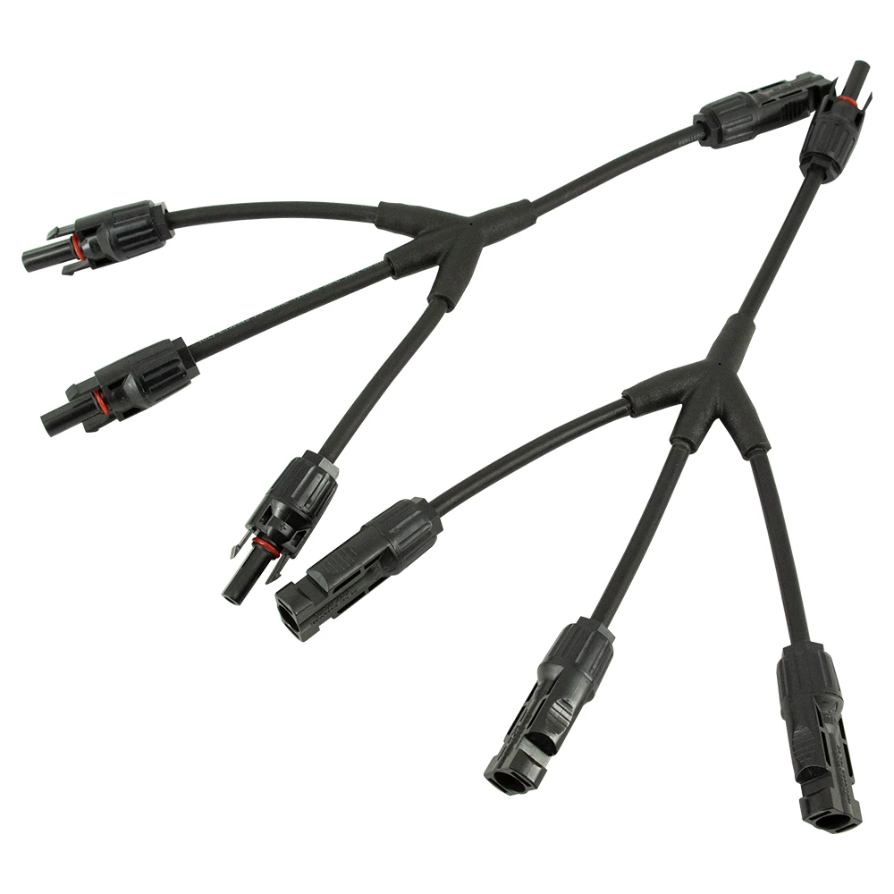 One Pair MC4 Solar Connector Y Type 3 Branch One to Three Combiner Solar Panel Cable Connector Male and Female MC4 Connector