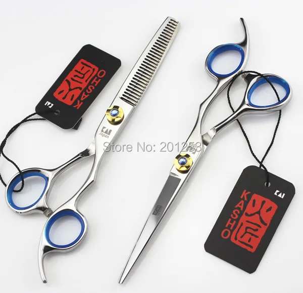 

6.0 Inch Kasho Professional Hair Scissors Set Japan 440c Hair Cutting Shears Thinning Trimming Clipper Barbers Suppliers LZS0135