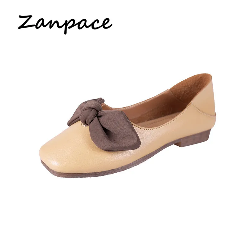 Балетки Zanpace женские на платформе модные базовые туфли плоской подошве с бантом