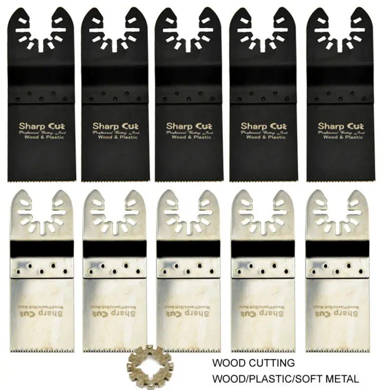 

20% OFF 10Pack Multi Saw Blades with an adapter, Stainless Steel 34mm Oscillating Saw Blades,34mm 65Mn Blades for wood/softmetal