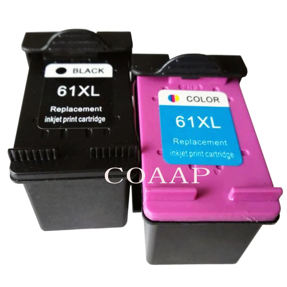 2pk 61 XL Black/Color Compatible HP 61XL Refilled Ink cartridges For
