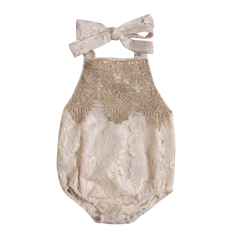 

2017 Summer Cute Newborn Baby Girl Lace Romper Sleeveless Backless Elegant Jumpsuit Sunsuit Clothing 0-24M