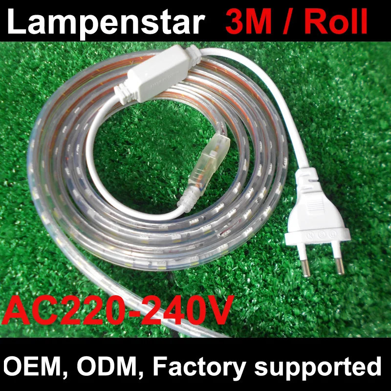 cheap 240V 230V 220V led strip 220v 3m SMD 60 LED Flexible Strip Light Waterproof 5W M ,warm white Cool white,60leds m ce rohs