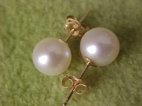 

Free Shipping >>>> REAL HUGE AAA 7.5-8 mm south sea white pearl earrings 14K YELLOW GOLD