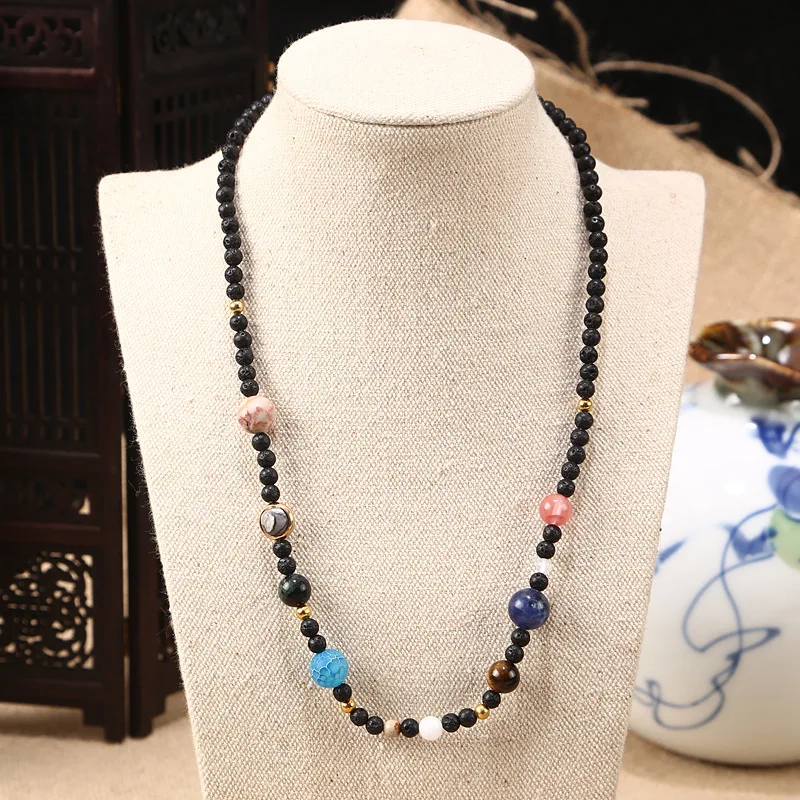 

9 Planets In The Solar System Space Cosmic Galaxy Nebula Dome Beaded Necklace Women Birthday Valentine Anniversary Jewelry