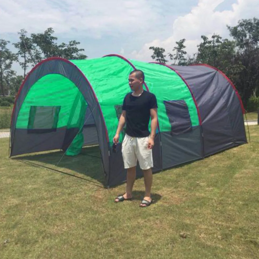 

Waterproof 8-10 Person One Bedroom Two Living Room Double Layer Tunnel Family Party Outdoor Camping Large Tent Ship from USA