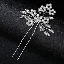Струящаяся заколка для волос кристаллы жемчуг цветок шпилька Стразы для свадебной короны прическа невесты украшения для волос свадебный подарок