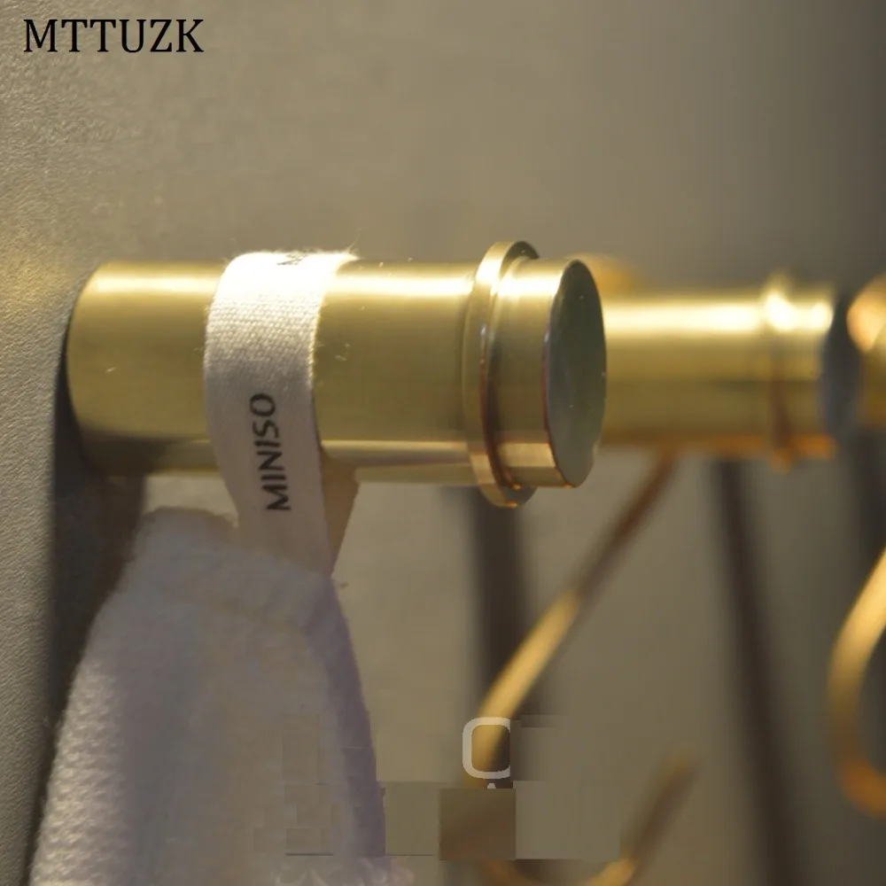 

MTTUZK Solid Aluminum Brushed Gold Robe Hooks Key Hook European Coat Hook Towel Hook Kitchen Wall hanging Bathroom Accessories