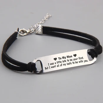

Men Present Adjustable Length Jewelry To My Man I Want All Of My Lasts To Be With You Lettering Bracelet Hot Sale Boyfriend Gift