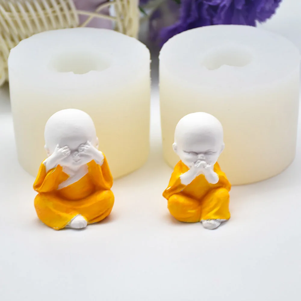 

GODWJ Cute Little Monk Shape Silicone Cake Mold DIY Nonstick Silicone Molds for Cake Decorating Chocolate Fondant Mold