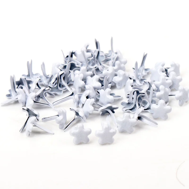 White Pink Pastel Flower Brads Scrapbooking Embellishment Fastener Brads Metal Crafts Diy shoes Decoration Spikes 50PCs 10mm